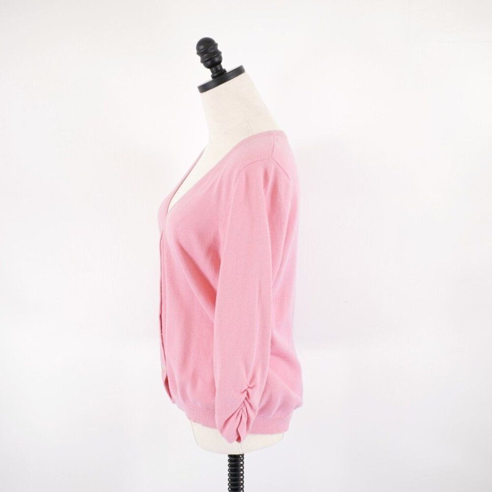 Tommy Hilfiger Medium Pink Button Cardigan Sweater with Long Sleeve With Ruching - Picture 5 of 8